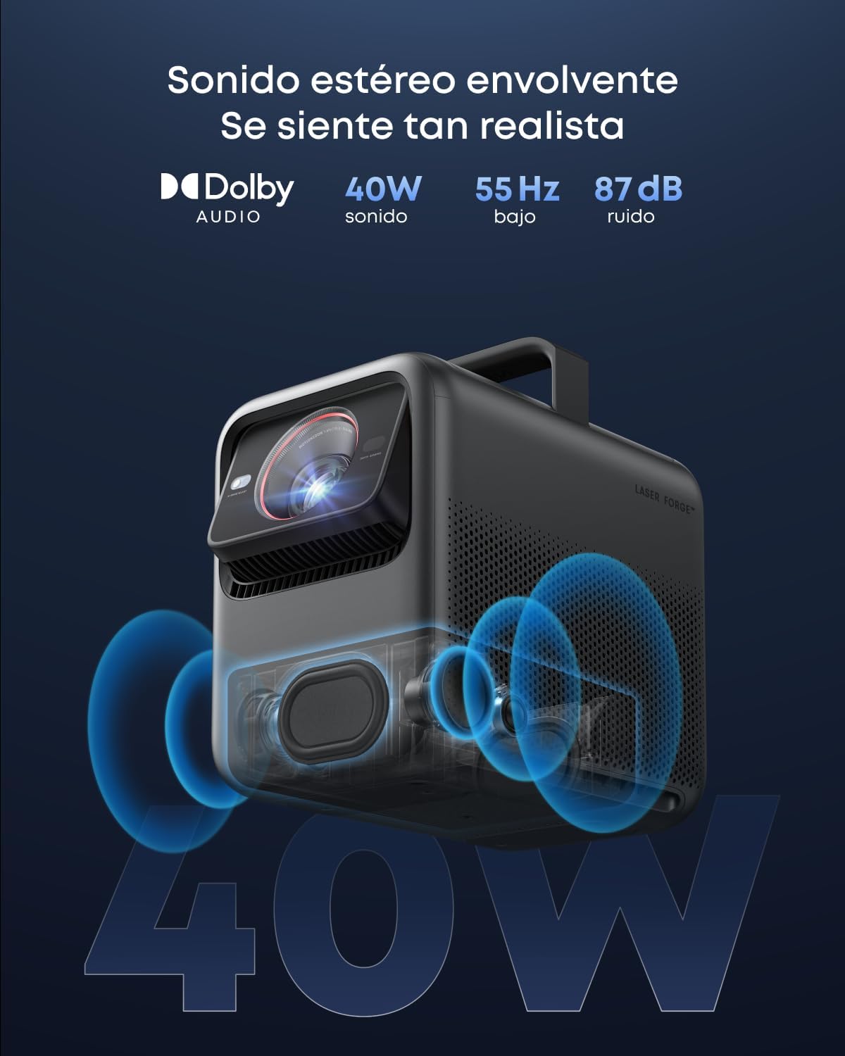 Nebula Proyector X1 4K Triple Láser, 3500 lúmenes ANSI, Contraste 56000:1, Sonido 40W, Zoom óptico, IA, Dolby Vision, Pantalla 300", Gimbal Interno, GTV, portátil