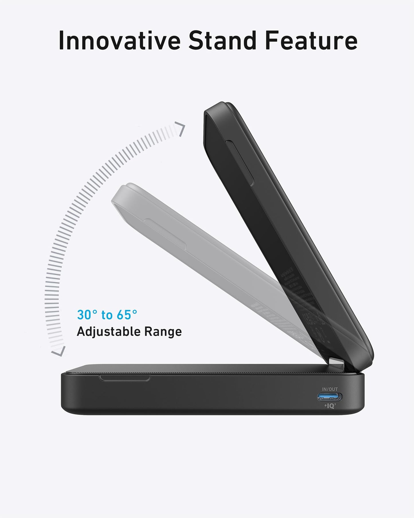 Anker MagGo Power Bank, Batería Externa de 6,600 mAh con Base Ajustable, Carga Inalámbrica de 15W con Certificación Qi2, Compatible con MagSafe y iPhone 15/14/13 (Incluye Cable USB-C)