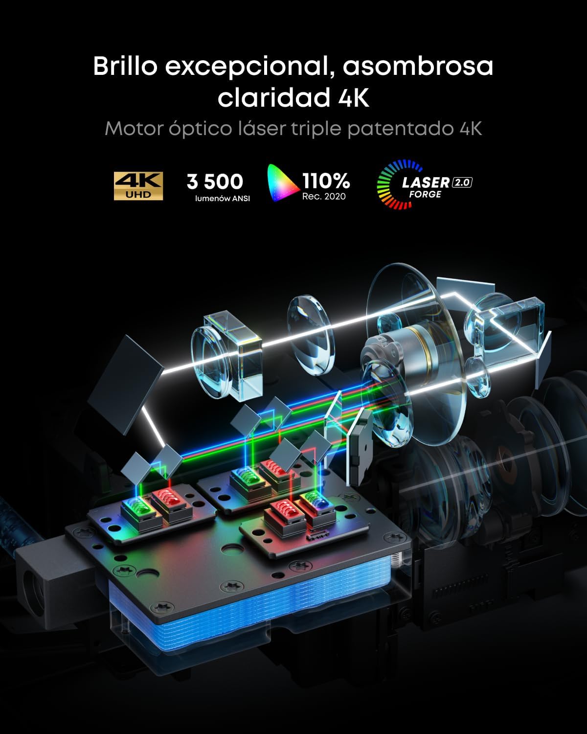 Nebula Proyector X1 4K Triple Láser, 3500 lúmenes ANSI, Contraste 56000:1, Sonido 40W, Zoom óptico, IA, Dolby Vision, Pantalla 300", Gimbal Interno, GTV, portátil