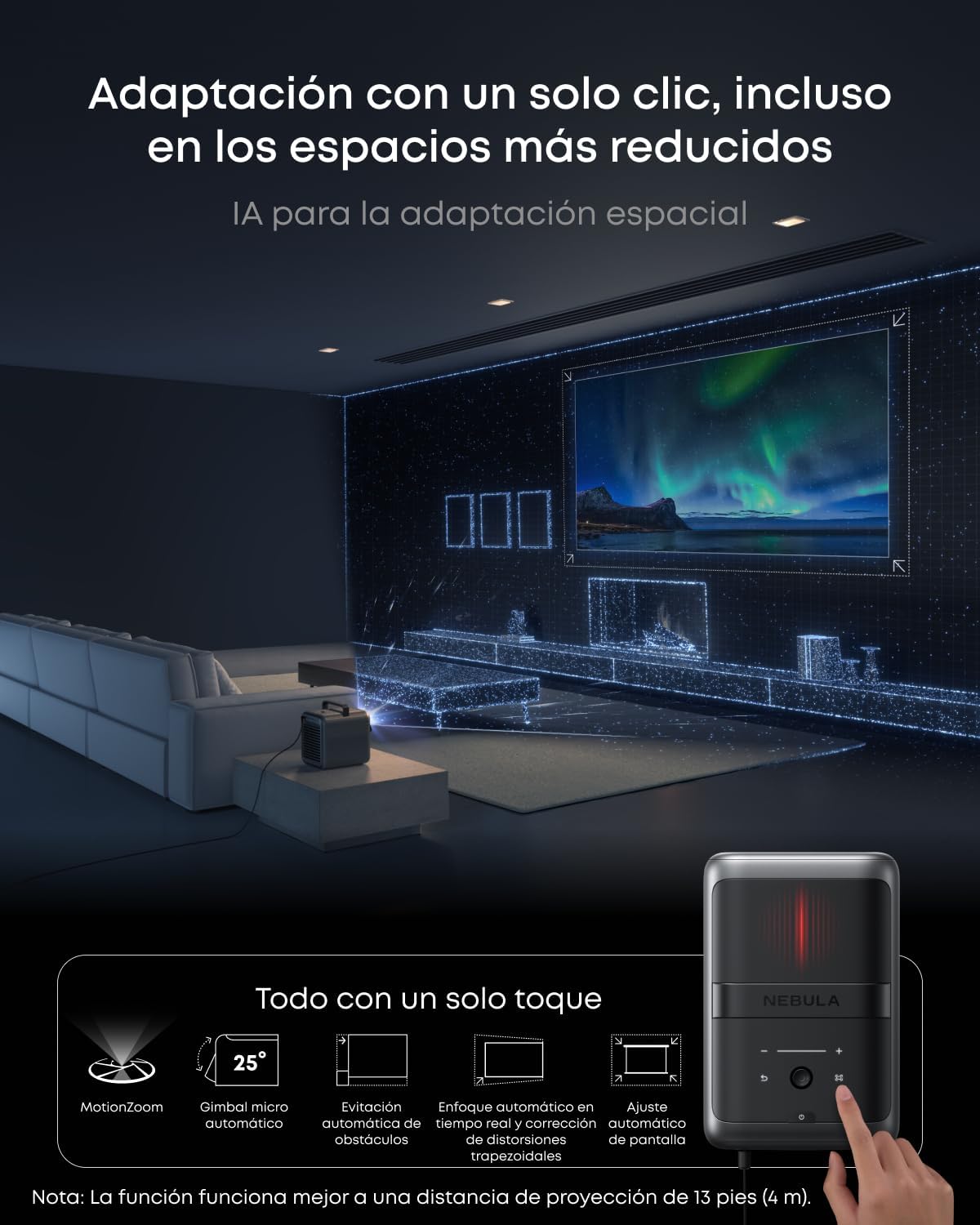 Nebula Proyector X1 4K Triple Láser, 3500 lúmenes ANSI, Contraste 56000:1, Sonido 40W, Zoom óptico, IA, Dolby Vision, Pantalla 300", Gimbal Interno, GTV, portátil