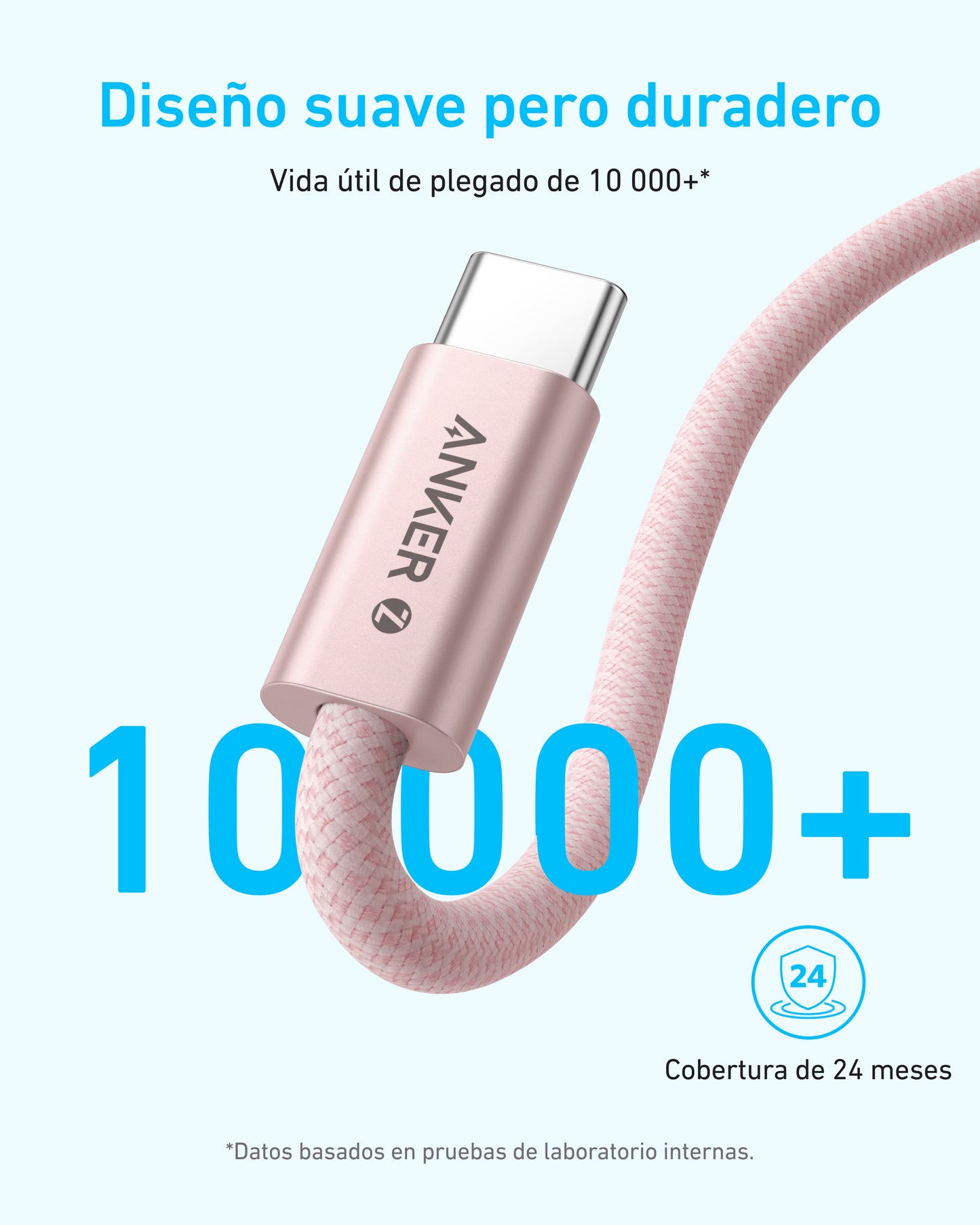 Anker Zolo Cable USB-C a USB-C, cable trenzado y resistente a la suciedad