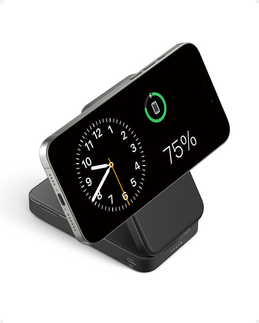 Anker MagGo Power Bank, Batería Externa de 6,600 mAh con Base Ajustable, Carga Inalámbrica de 15W con Certificación Qi2, Compatible con MagSafe y iPhone 15/14/13 (Incluye Cable USB-C)